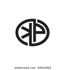KP initial letters looping linked ellipse monogram logo