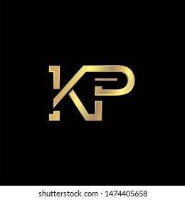 KP Initial logo Capital Letters Gold colors