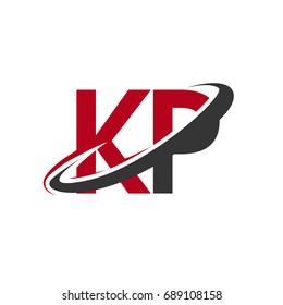 KP initial logo company name colored red and black swoosh design, isolated on white background. vector logo for business and company identity.