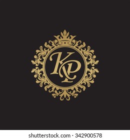KP initial luxury ornament monogram logo