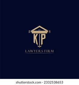 Logotipo inicial de la firma de legislación en monograma de KP con diseño de hitos