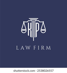 Monograma inicial de KP para el logotipo del bufete de abogados con Imagen de Vector de escalas