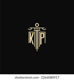 Logotipo del monograma inicial de KP para abogados con ideas de diseño de pilares