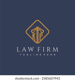 KP initial monogram logo for lawfirm with pillar in creative square design