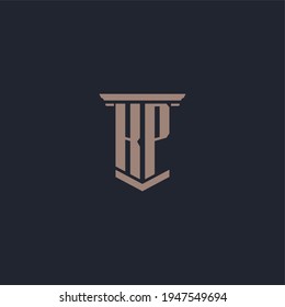 KP initial monogram logo with pillar style design