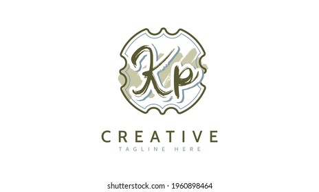 KP Initials, handwriting logo vector
