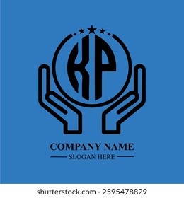KP initials held within hands, symbolizing trust and protection. The circle represents unity, while stars highlight excellence and ambition.