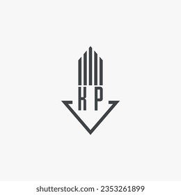 Ilustración del material del logotipo inmobiliario de KP. vector de logotipo