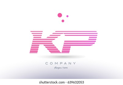 kp k p alphabet letter logo pink purple stripes lines creative text dots company vector icon design template