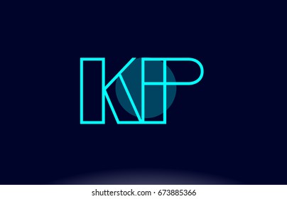 kp k p blue line circle letter logo alphabet creative company vector icon design template