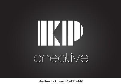 KP K P Creative Letter Logo Design With White and Black Lines.