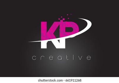 KP K P Creative Letters Design. White Pink Letter Vector Illustration.