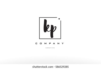 kp k p hand writing written black white alphabet company letter logo square background small lowercase design creative vector icon template 