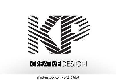 KP K P Lines Letter Design with Creative Elegant Zebra Vector Illustration.