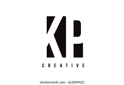 KP K P White Letter Logo Design with Black Square Vector Illustration Template.
