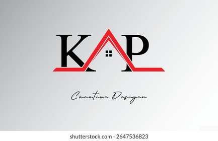 KP Letter House Logo – Creative Real Estate Monogram with Roof Icon and Home Shape for Property, Architecture and Modern Branding
