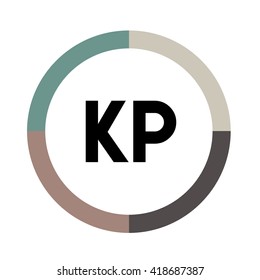 KP letters, four colors in abstract background logo, design identity in circle, alphabet letter