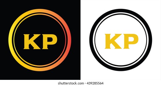 KP letters icon design template elements in abstract background logo, design identity in circle, alphabet letter