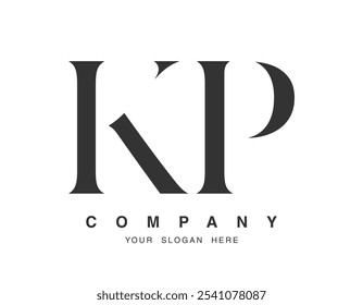 KP logo design. Initial letter k and p serif font style. Creative classic company name typography. Trendy logotype or identity. Vector illustration.