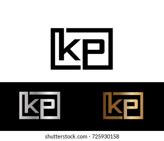 KP Logo. Letter Design Vector with Black Gold Silver Colors



