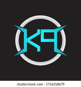 KP Logo monogram with circle and four taper shape design template