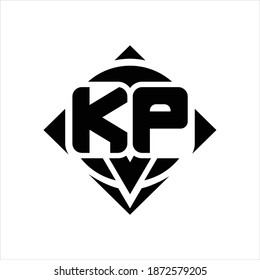 KP Logo monogram with circle shape and square rotate rounded design template on white background