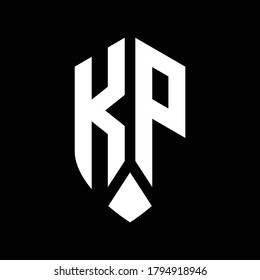 kp logo monogram with emblem shield style design template