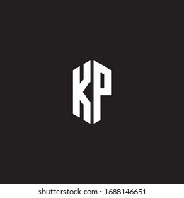 KP Logo monogram with hexagon shape style design template isolated on black background