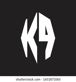 Monograma del logotipo KP con plantilla de diseño de estilo de cinta octagonal