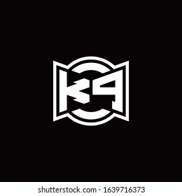 KP logo monogram with ribbon style circle rounded design template