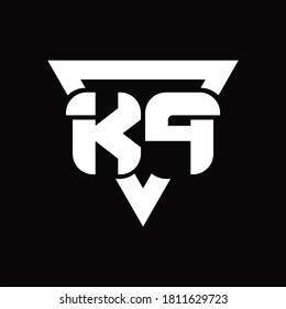 KP Logo monogram with triangle shape rounded design template on black background