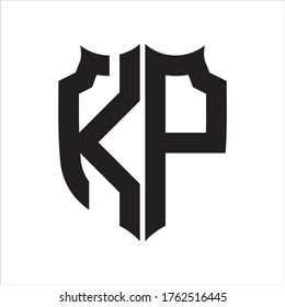 KP Logo Shield style Monogram design template on white background