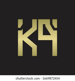 Logotipo KP con una plantilla de diseño de forma escueta con colores dorados