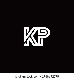 KP monogram logo with abstract line design template