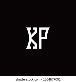 KP monogram logo with curved side style design template