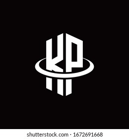 KP monogram logo in a hexagon style and surrounded by a ring