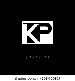KP Negative Space Monogram - Logotipo de marca de letra preto e branco minimalista para branding criativo, identidade de moda e conceitos de design modernos
