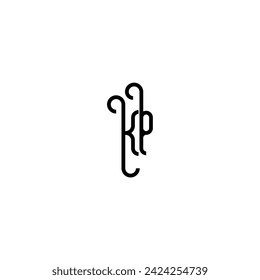KP simple curved concept initial logo design black and white background