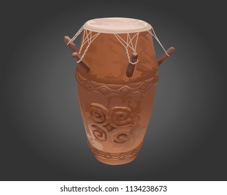 Kpanlogo Drum: A type of drum that is associated with kpanlogo music. The drum originates from the Ga people of the Greater Accra Region in Ghana, West Africa.