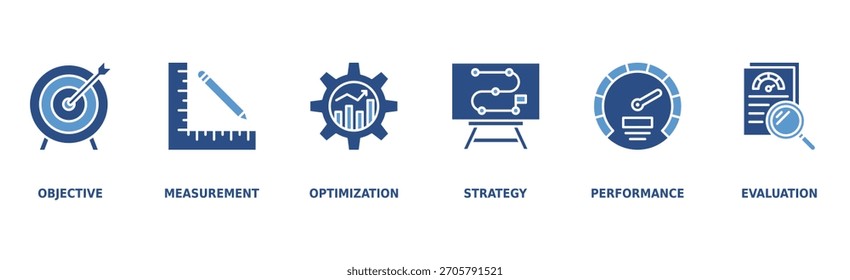 KPI banner web icon vector illustration concept for key performance indicator in the business metrics with an icon of objective, measurement, optimization, strategy, performance, and evaluation