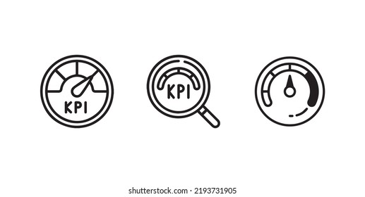 KPI black outlined icons - set of three - Business icons vector