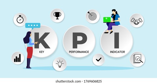 KPI concept with icons. Key Performance Indicator Banner. Vector illustration concept