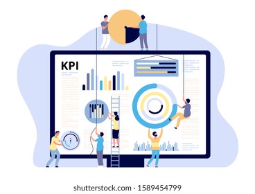 KPI Concept. Key Performance Indicator Marketing, Business Digital Metric. Campaign Measuring, Product Traffic Reports. Vector Banner