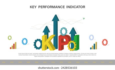 KPI concept, key performance indicators The concept of Business performance analysis strategies and diagrams Vector Illustrator Infographic.