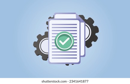 kpi control or execute operation icon.business efficiency or digital doc logotype graphic stroke art design element.on blue background.Vector Design Illustration.