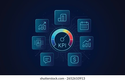 KPI Dashboard Visualization Metrics and Performance Analysis vector illustration