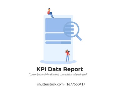 KPI Data Report. Finance management. data reporting concept illustration concept for web landing page template, banner, and presentation