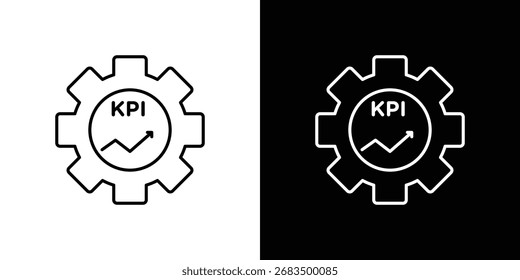 KPI icon black and white vector outline sign