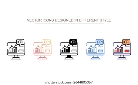 Diseño de icono de KPI con fondo blanco Ilustración de stock