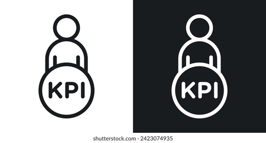 Icono de KPI diseñado en un estilo de línea sobre fondo blanco.